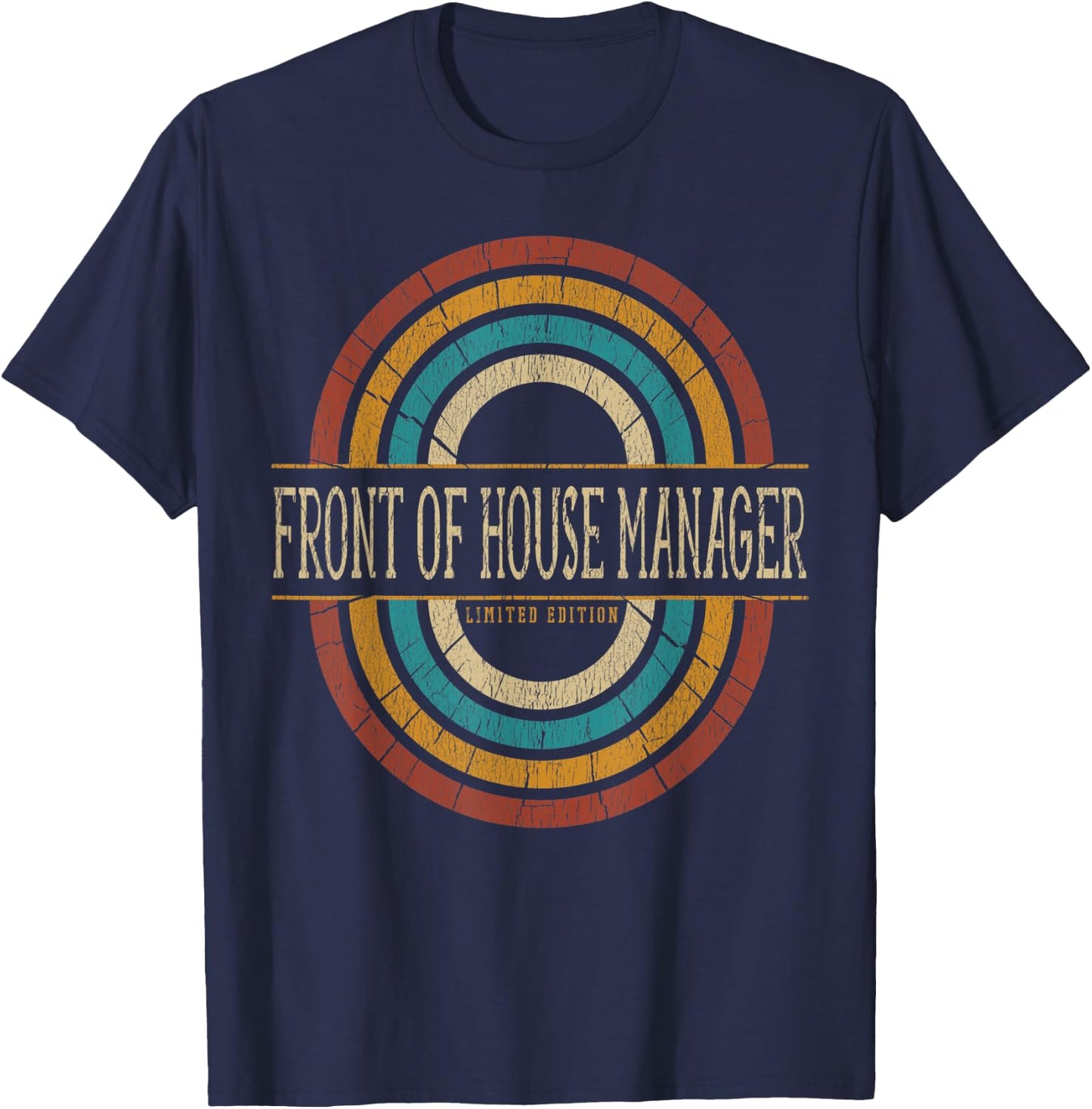 Front Of House Manager Vitnage Retro T-Shirt - T-Shirt | Navy