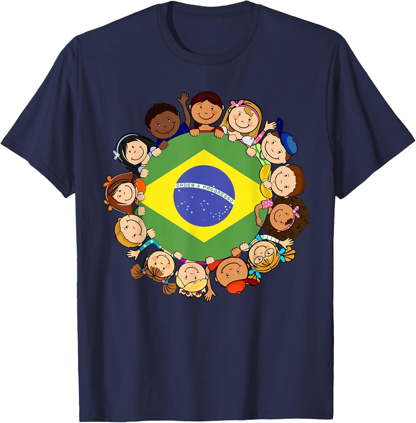Brazil Flag Hispanic Heritage Month Brazilian Kids Boy Girl T-Shirt - T-Shirt | Navy