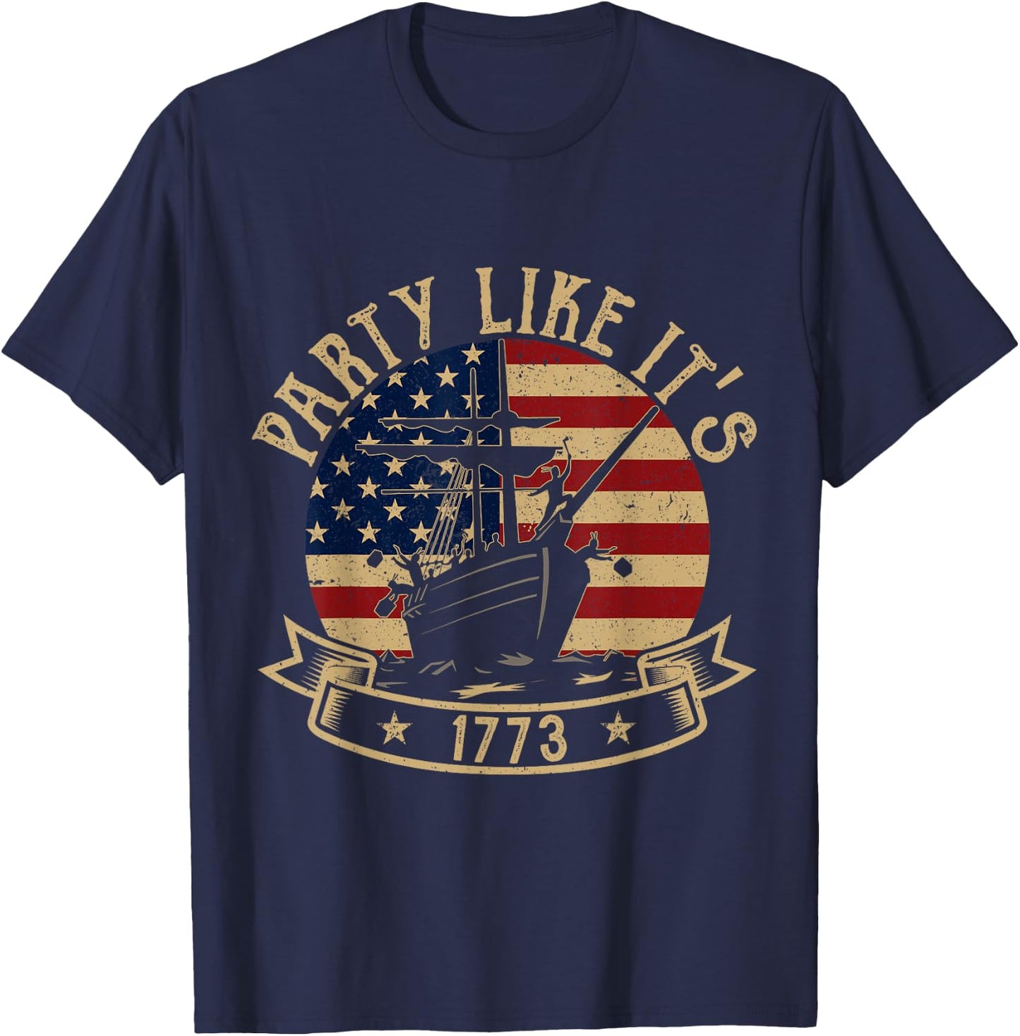 Party Like It's 1773 Funny US History Boston Tea Vintage T-Shirt - T-Shirt | Navy