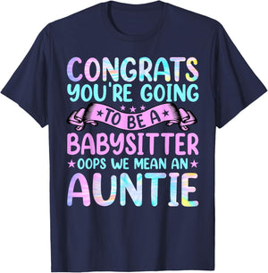 Aunt Funny Women's Congrats You're Going to Be Auntie Aunt T-Shirt - T-Shirt | Navy