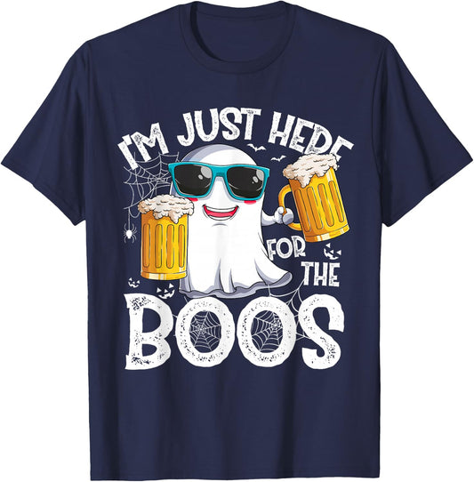 I'm Just Here For The Boos Funny Halloween Men Ghost T-Shirt - T-Shirt | Navy