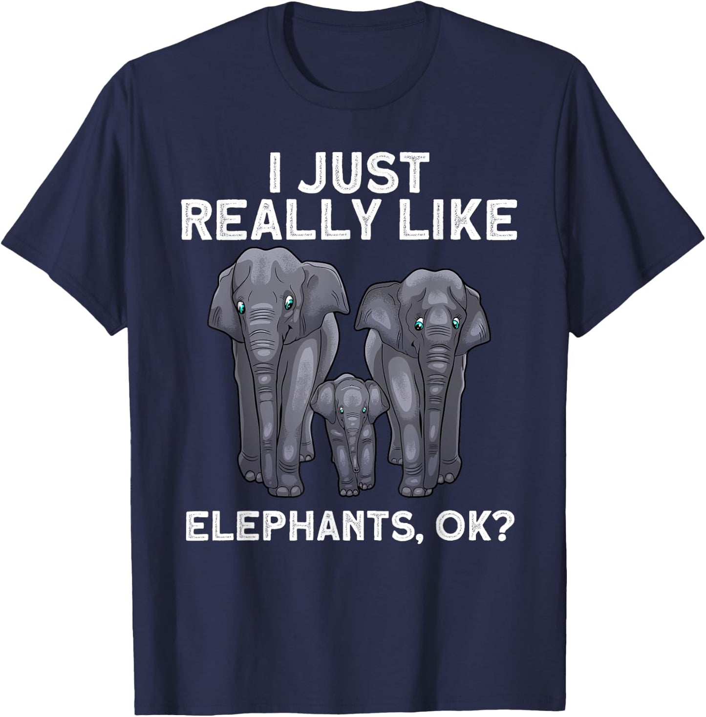 Cute Elephant Women Kids Land Animal Elephant Lover T-Shirt - T-Shirt | Navy