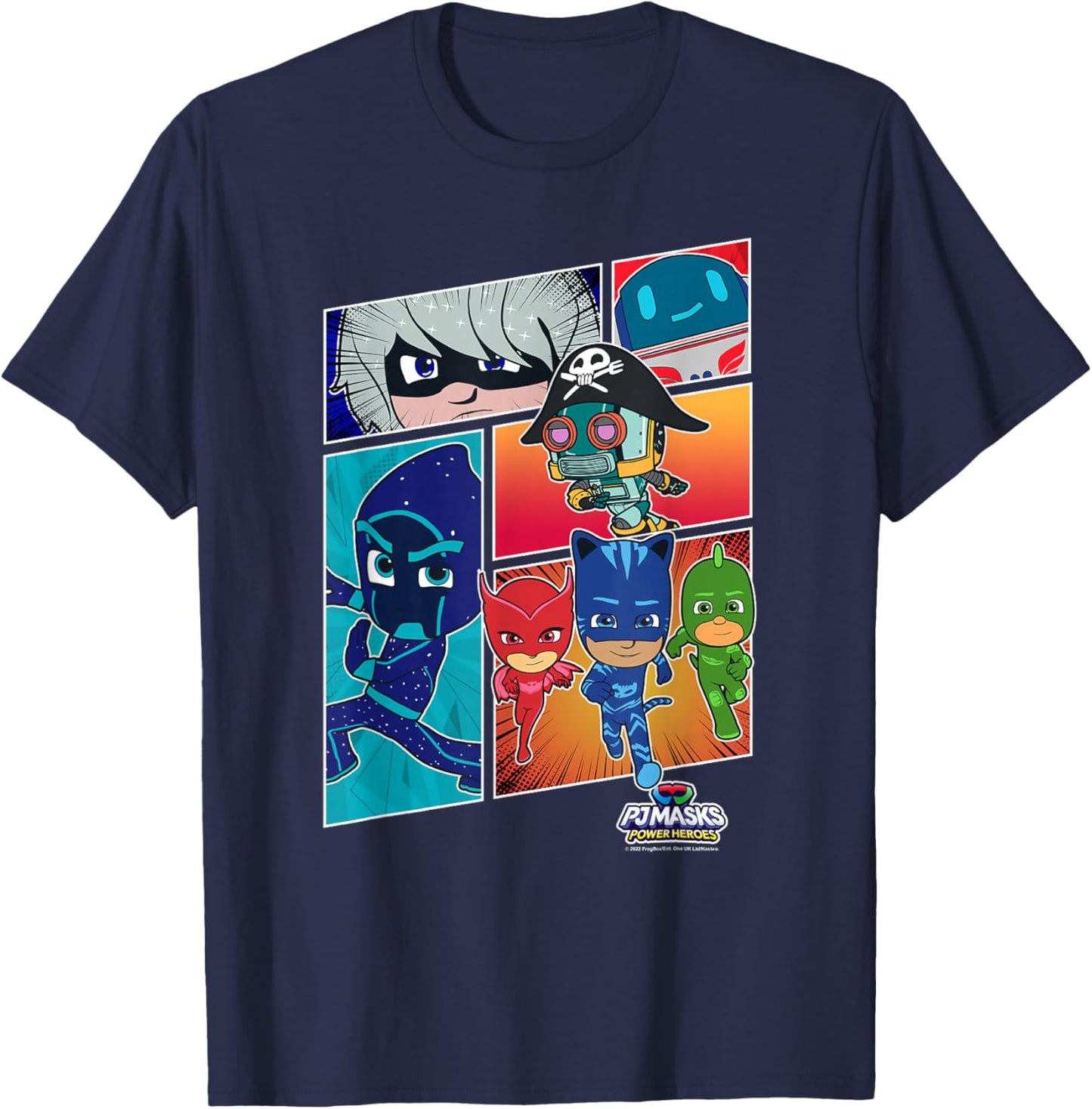 PJ Masks Group Shot Comic Panels Epic Logo T-Shirt - T-Shirt | Navy