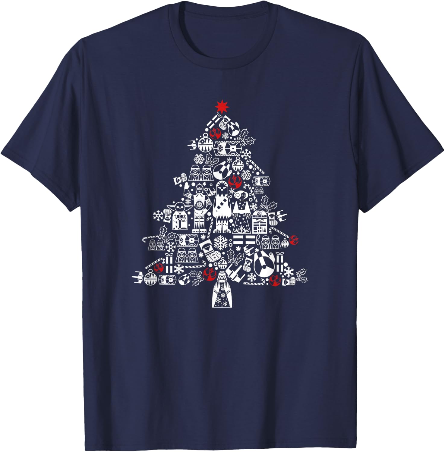 Star Wars Christmas A New Hope Christmas Tree Icon Fill T-Shirt - T-Shirt | Navy