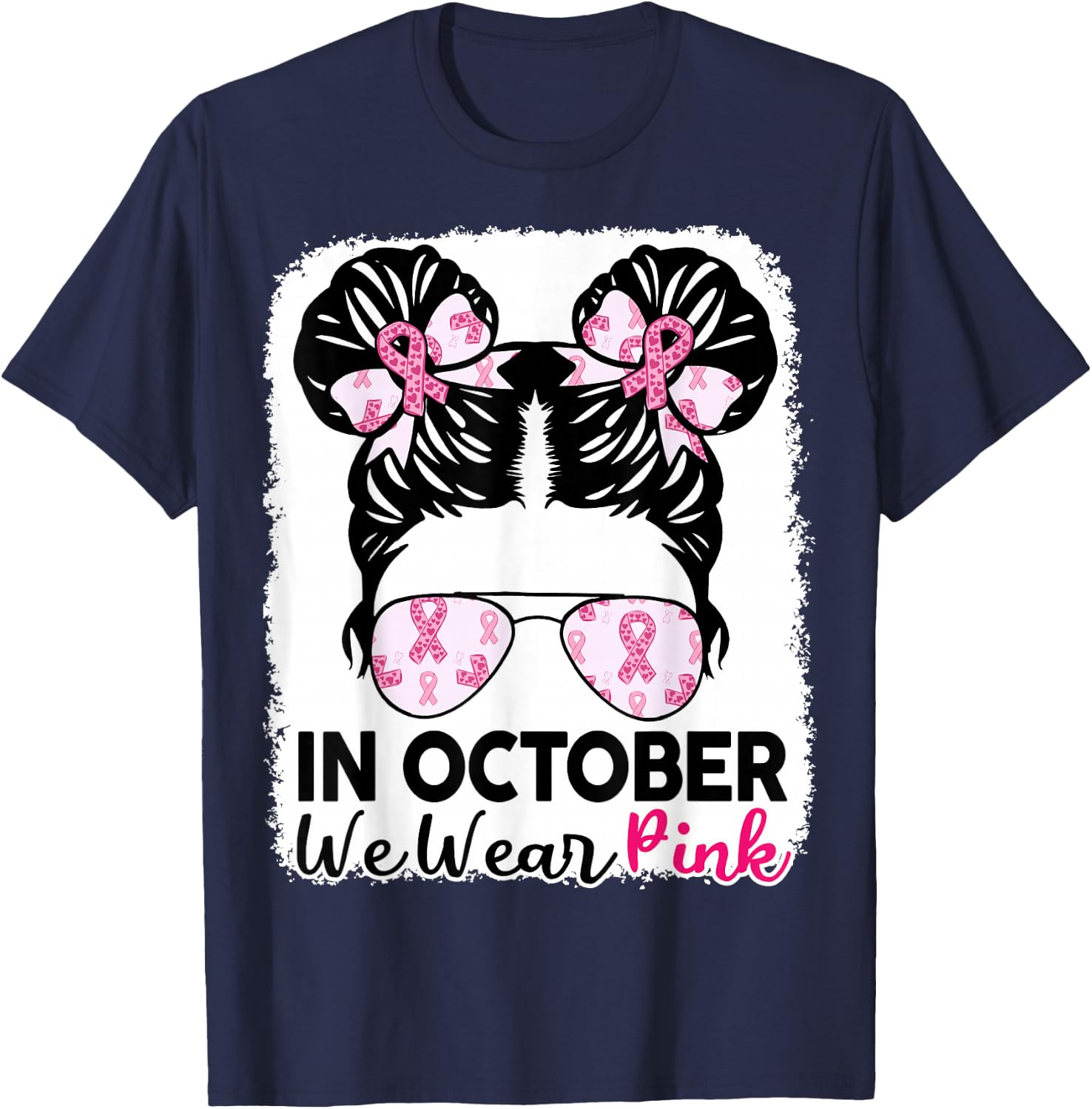 Breast Cancer Awareness October Wear Pink Kids Girl Toddler T-Shirt - T-Shirt | Navy