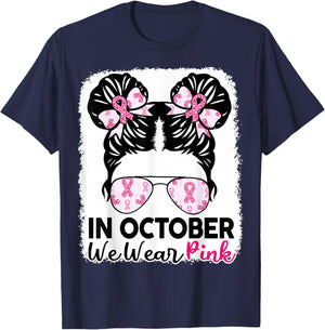 Breast Cancer Awareness October Wear Pink Kids Girl Toddler T-Shirt - T-Shirt | Navy