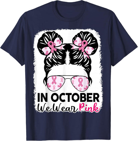 Breast Cancer Awareness October Wear Pink Kids Girl Toddler T-Shirt - T-Shirt | Navy