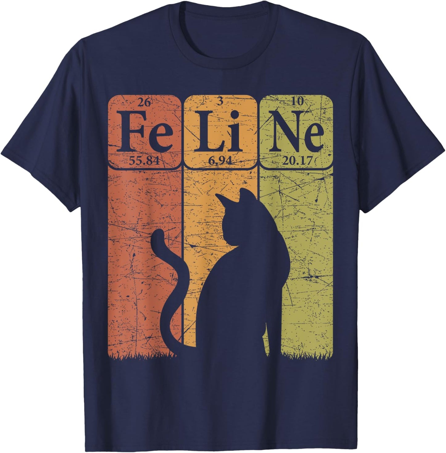 Feline Cat Periodic Table Elements Cat Lover Cat Scientist T-Shirt - T-Shirt | Navy
