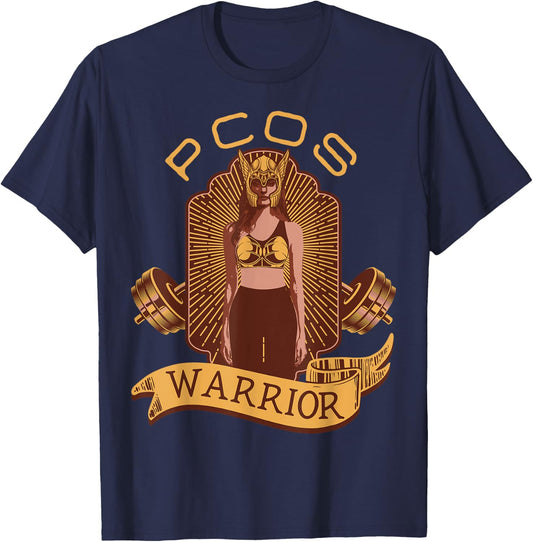 PCOS Awareness Month Exercise Fitness Workout PCOS Warrior T-Shirt - T-Shirt | Navy