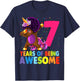 7th Birthday Dabbing Unicorn Afro Party Gift 7 Years Old T-Shirt - T-Shirt | Navy