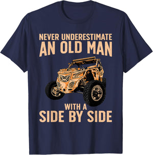 Funny SxS Art For Grandpa Men UTV Side-By-Side Quad Riding T-Shirt - T-Shirt | Navy