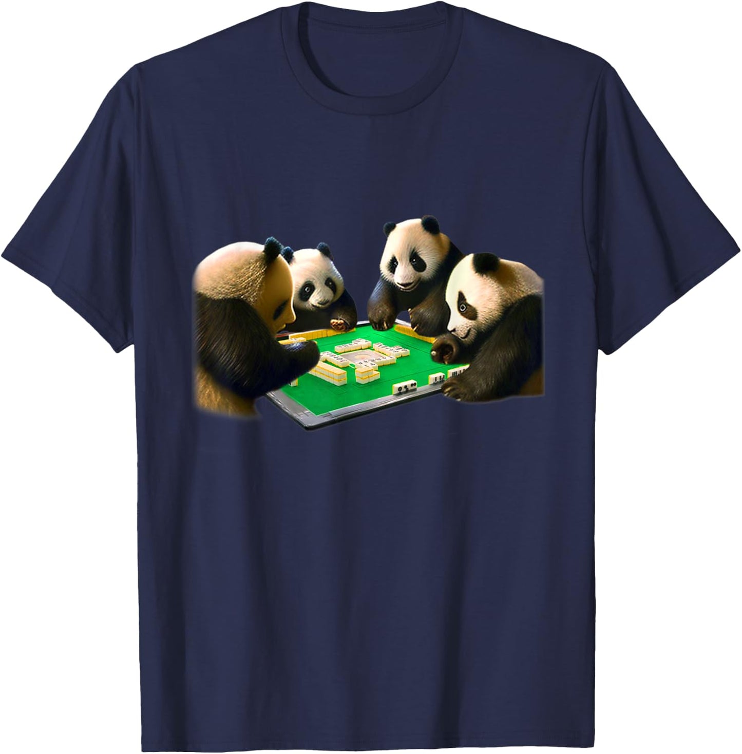 Panda Mahjongg Funny Animal Letters Men's Funny Clothes Funny Goods Present Neta Jakushi T-Shirt - T-Shirt | Navy