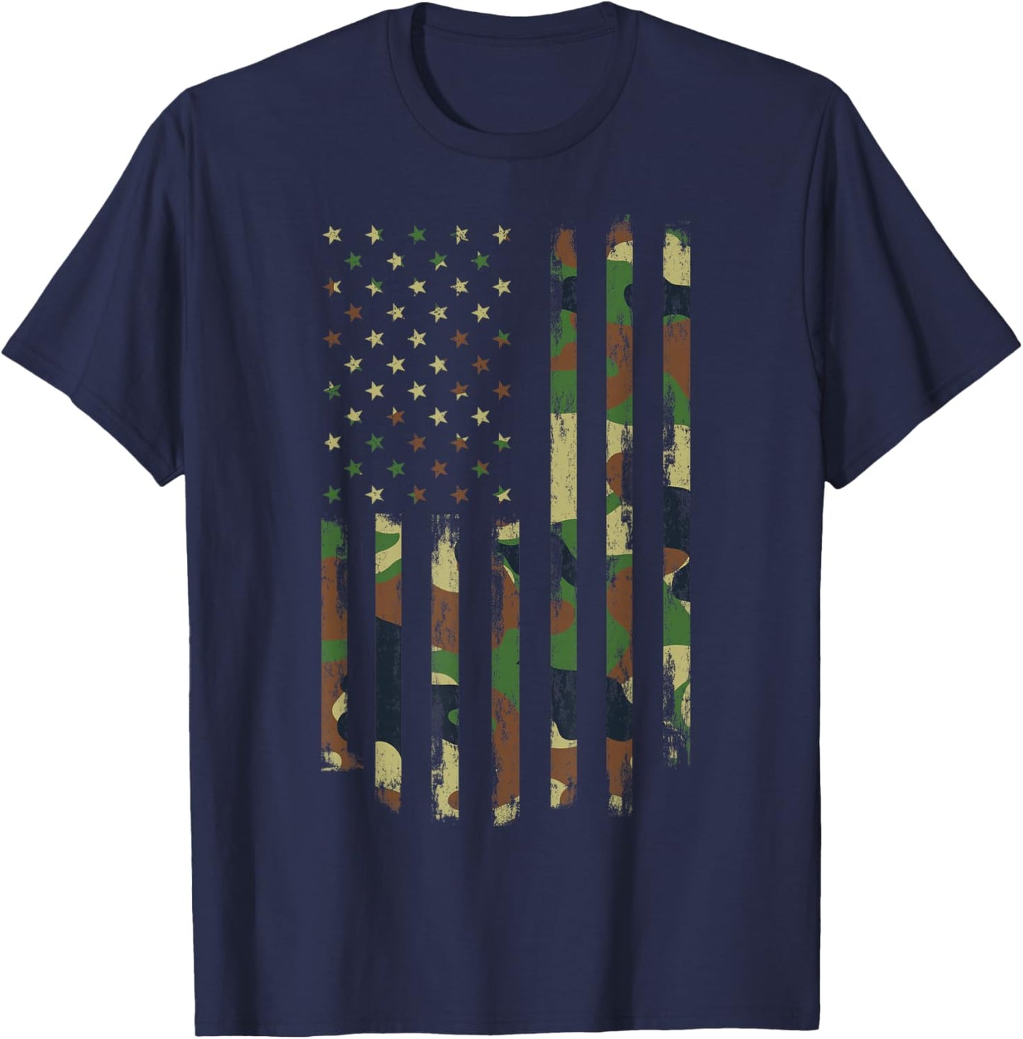 Camo American Flag USA Kids Camouflage Camo American Flag T-Shirt - T-Shirt | Navy