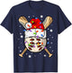 Baseball Christmas Ugly Sweater Funny Santa Sport Men Kids T-Shirt - T-Shirt | Navy
