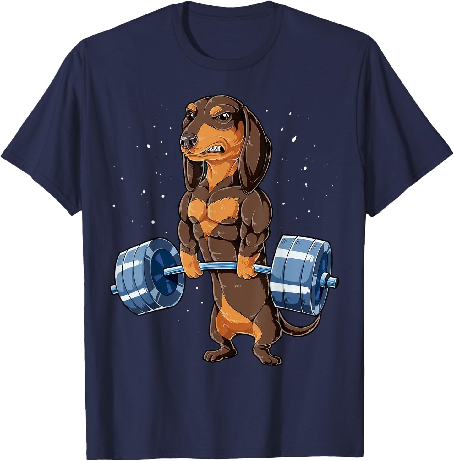 Dachshund Weightlifting Deadlift Men Fitness Gym Workout T-Shirt - T-Shirt | Navy