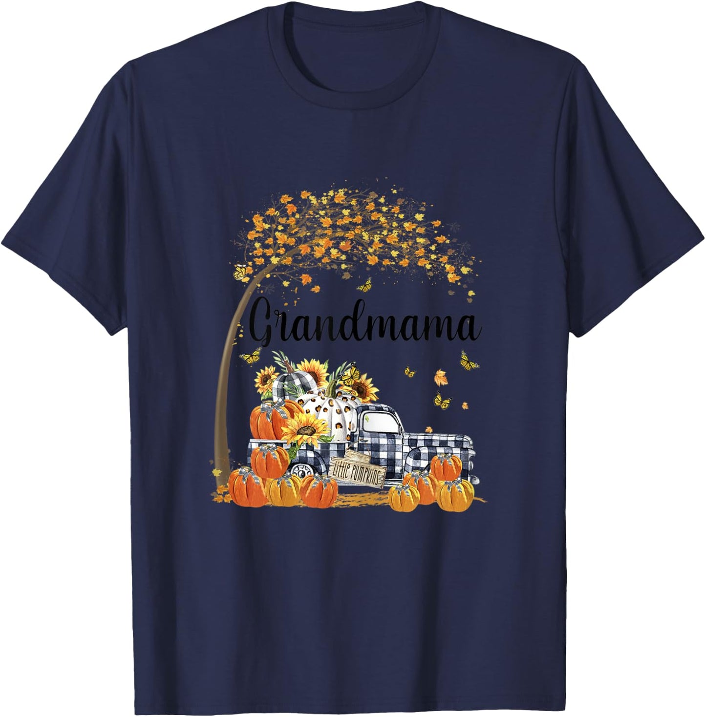Grandmama's Little Pumpkins Halloween Fall T-Shirt - T-Shirt | Navy