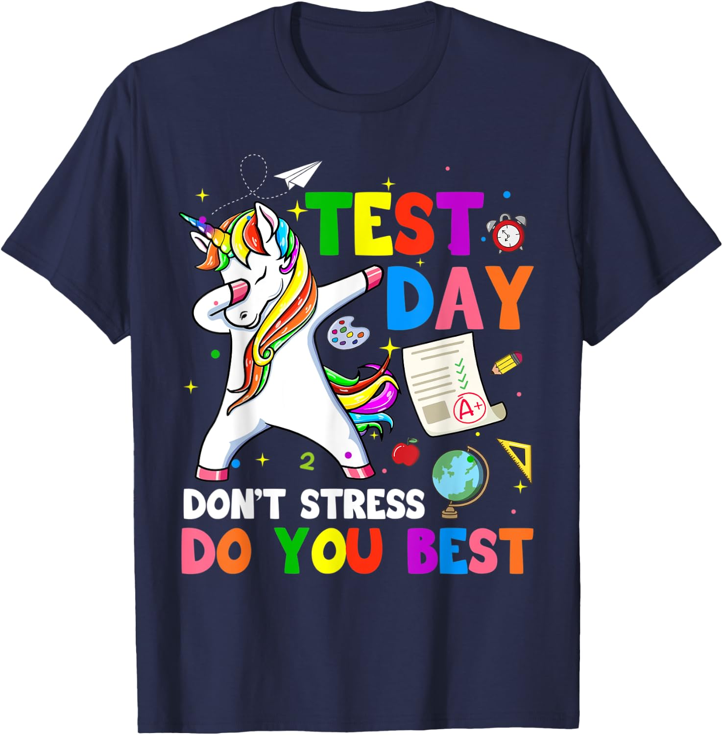 I'm Ready To Crush Test Day Unicorn Dabbing Testing Day T-Shirt - T-Shirt | Navy