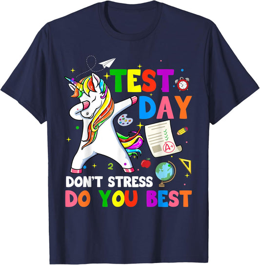 I'm Ready To Crush Test Day Unicorn Dabbing Testing Day T-Shirt - T-Shirt | Navy