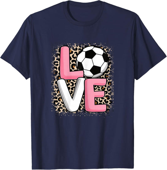 Love Soccer Women Girls Cute Soccer Player T-Shirt - T-Shirt | Navy