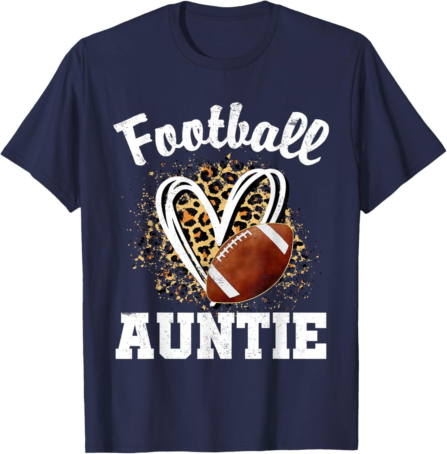 Football Auntie Leopard Heart T-Shirt - T-Shirt | Navy