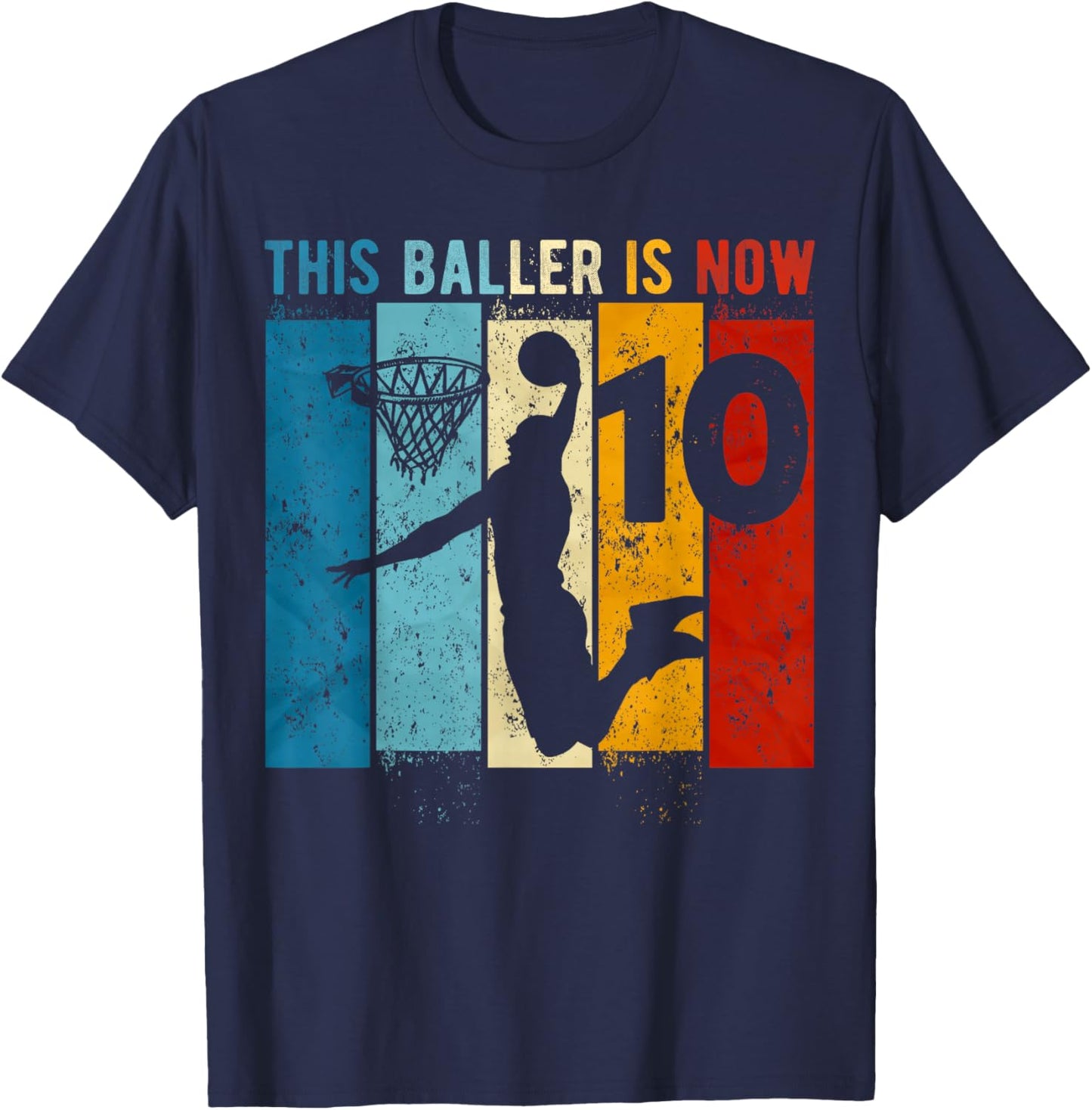 10 Year Old Basketball 10th Birthday Boy T-Shirt - T-Shirt | Navy