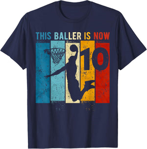 10 Year Old Basketball 10th Birthday Boy T-Shirt - T-Shirt | Navy