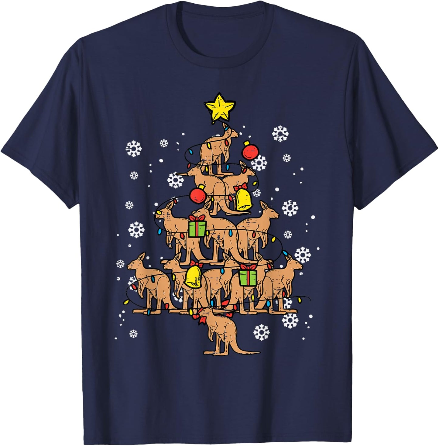 Kangaroo Christmas Tree Xmas Australian Summer Men Women T-Shirt - T-Shirt | Navy