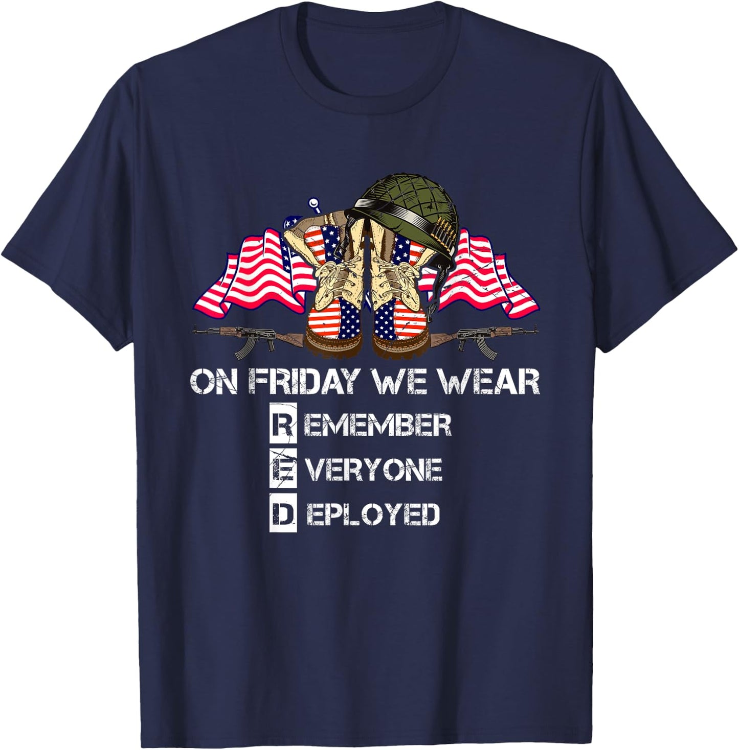 Soldier US Flag Until They Come Home Red Friday Support T-Shirt - T-Shirt | Navy