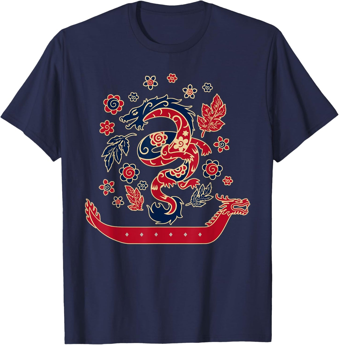 Dragon Boat Racing Retro Look T-Shirt - T-Shirt | Navy