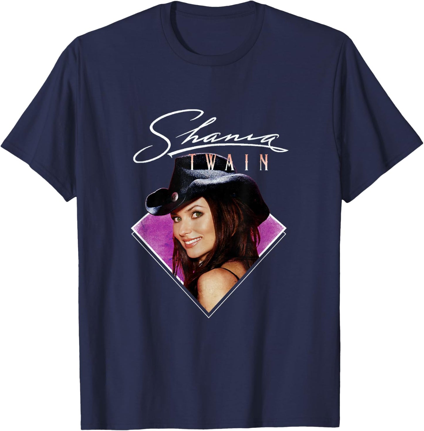 Official Shania Twain Purple Photo White Text T-Shirt - T-Shirt | Navy