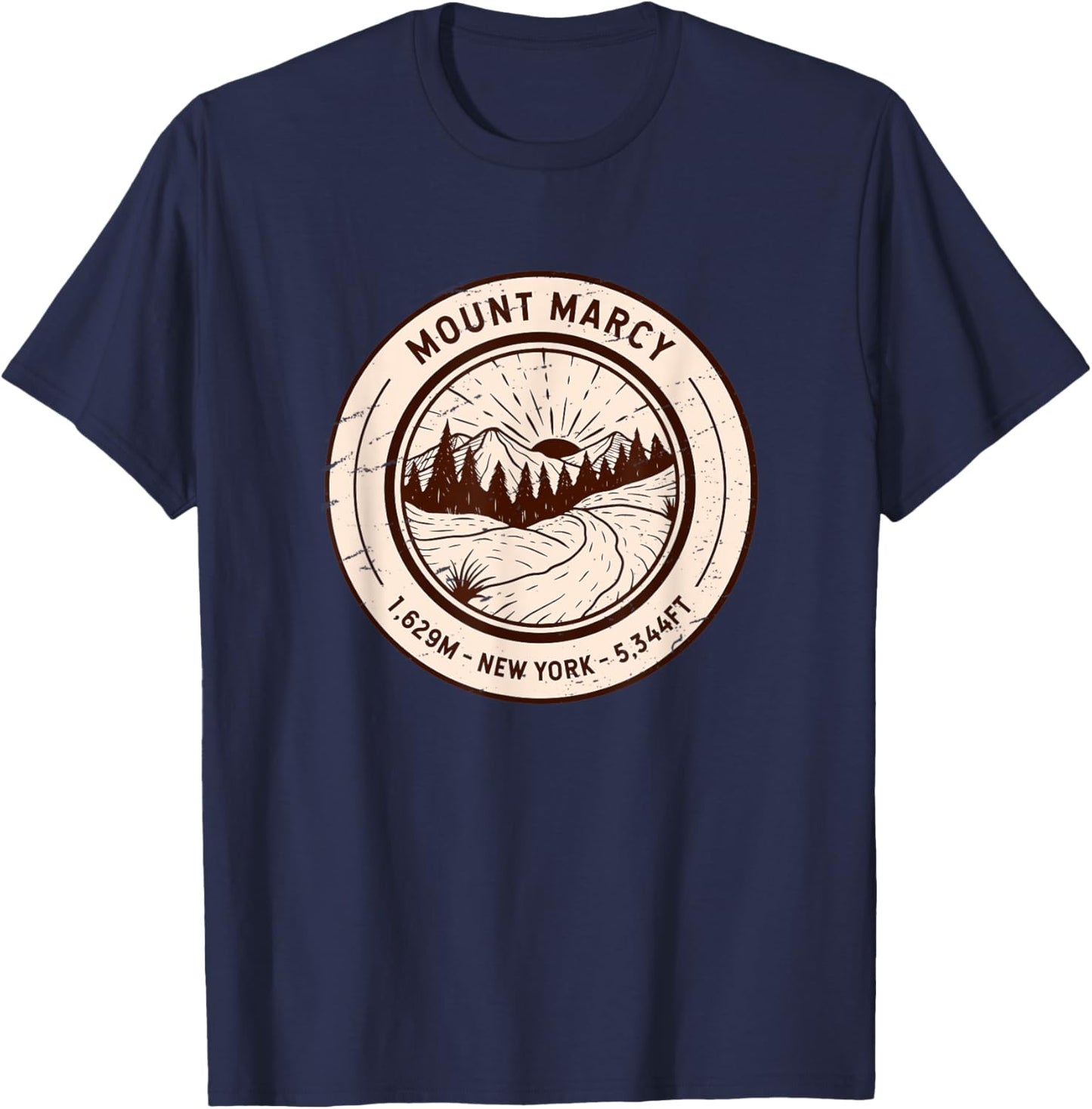 Mount Marcy New York Hiking Skiing Vintage T-Shirt - T-Shirt | Navy