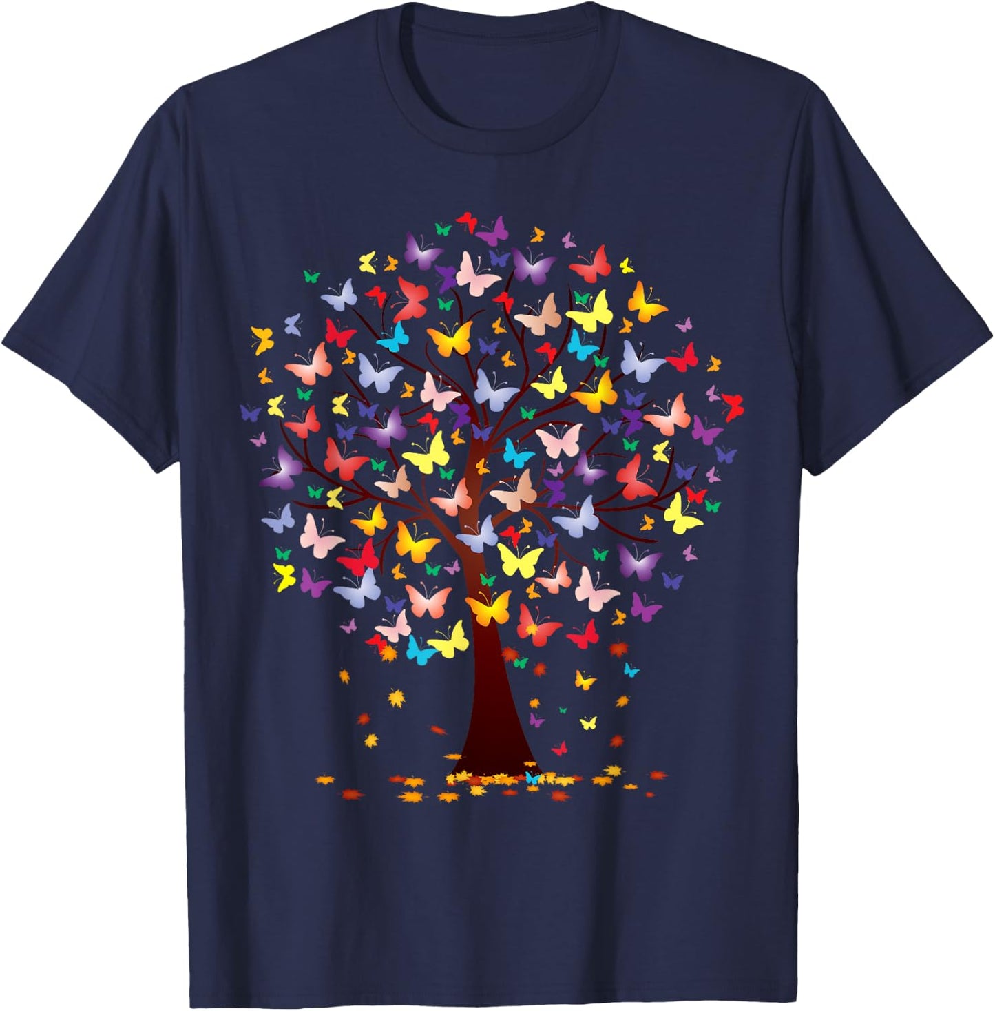 Butterfly Tree Beautiful Autumn Thanksgiving Gifts T-Shirt - T-Shirt | Navy