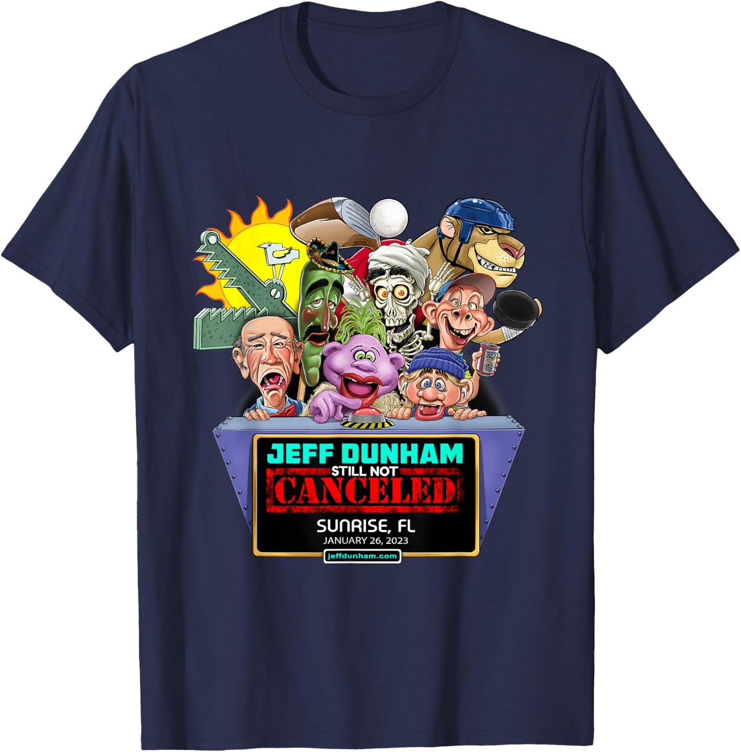 Jeff Dunham Sunrise, FL (2023) T-Shirt - T-Shirt | Navy