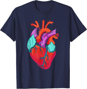 Anatomical Heart Vintage Heart Anatomy T-Shirt - T-Shirt | Navy
