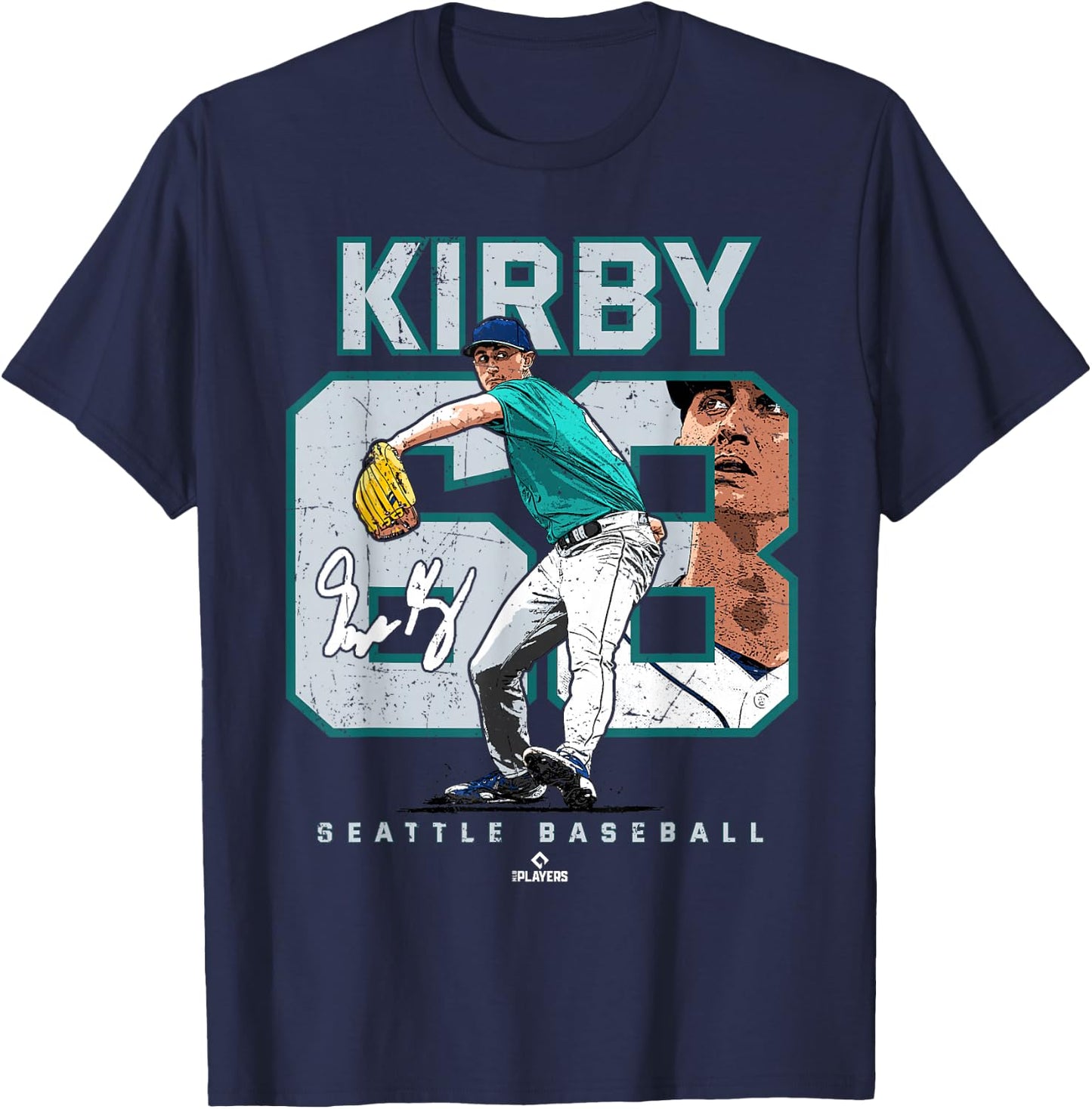 Number and Portrait George Kirby Seattle MLBPA T-Shirt - T-Shirt | Navy
