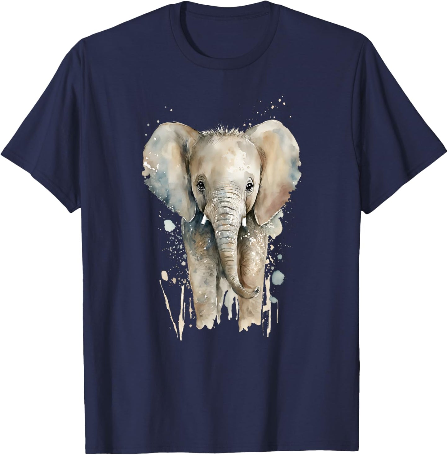 Elephant Watercolor T-Shirt - T-Shirt | Navy