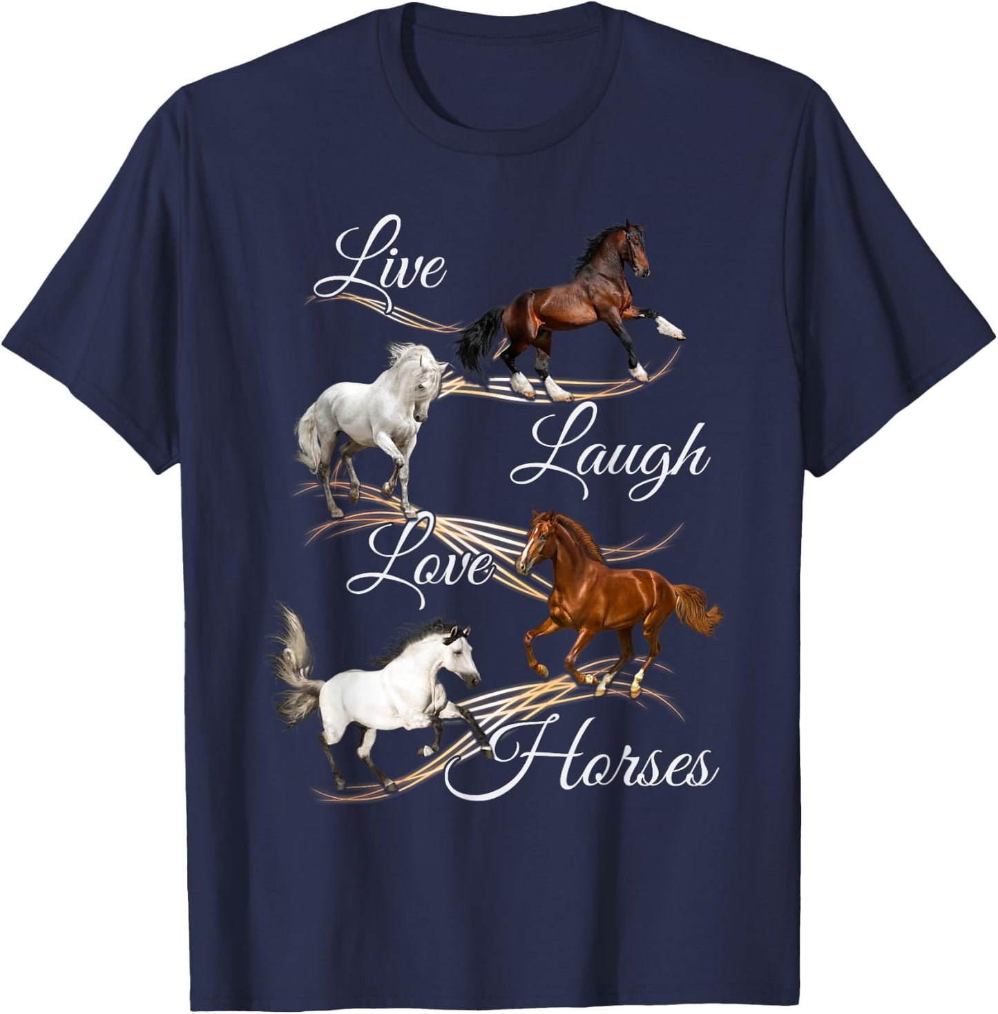 Live Laugh Love Horses T-Shirt - T-Shirt | Navy