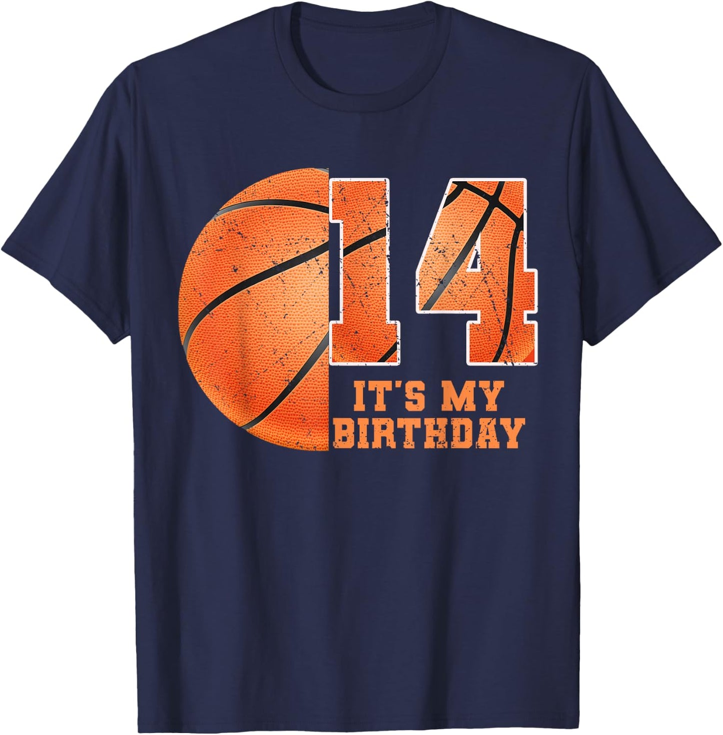 Birthday Boy 14 Basketball Its My 14th Birthday Boys T-Shirt - T-Shirt | Navy