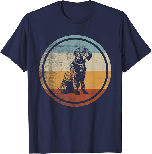 Wirehaired Pointing Griffon Dog Retro Vintage Design T-Shirt - T-Shirt | Navy
