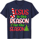 Jesus Is The Reason For The Season Christmas Xmas Candy Cane T-Shirt - T-Shirt | Navy