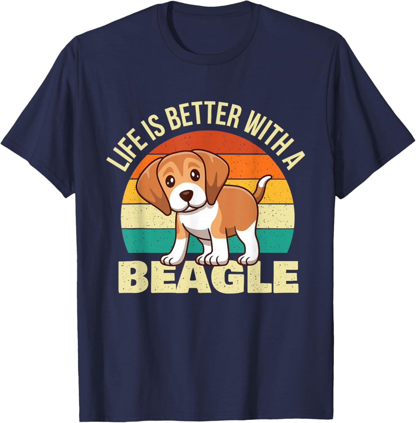 Life is Better with A Beagle - Retro Dog Lover Animal Lover Women Girls Kids T-Shirt - T-Shirt | Navy