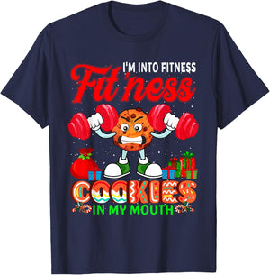 I'm Into Fit'ness Cookies In My Mouth Xmas Cookies Workout T-Shirt - T-Shirt | Navy