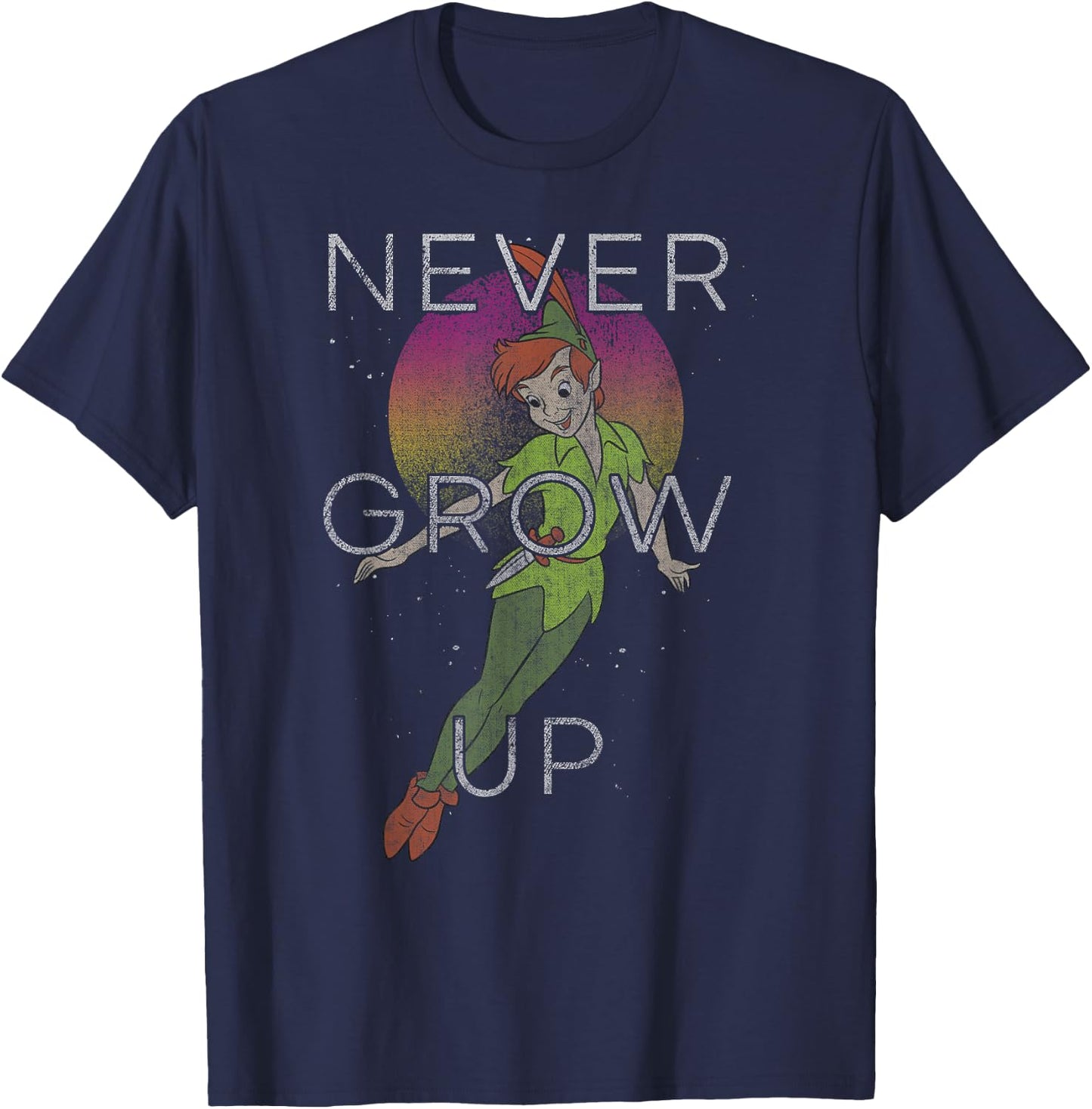 Disney Peter Pan Never Grow Up Peter Pan Vintage Quote T-Shirt - T-Shirt | Navy