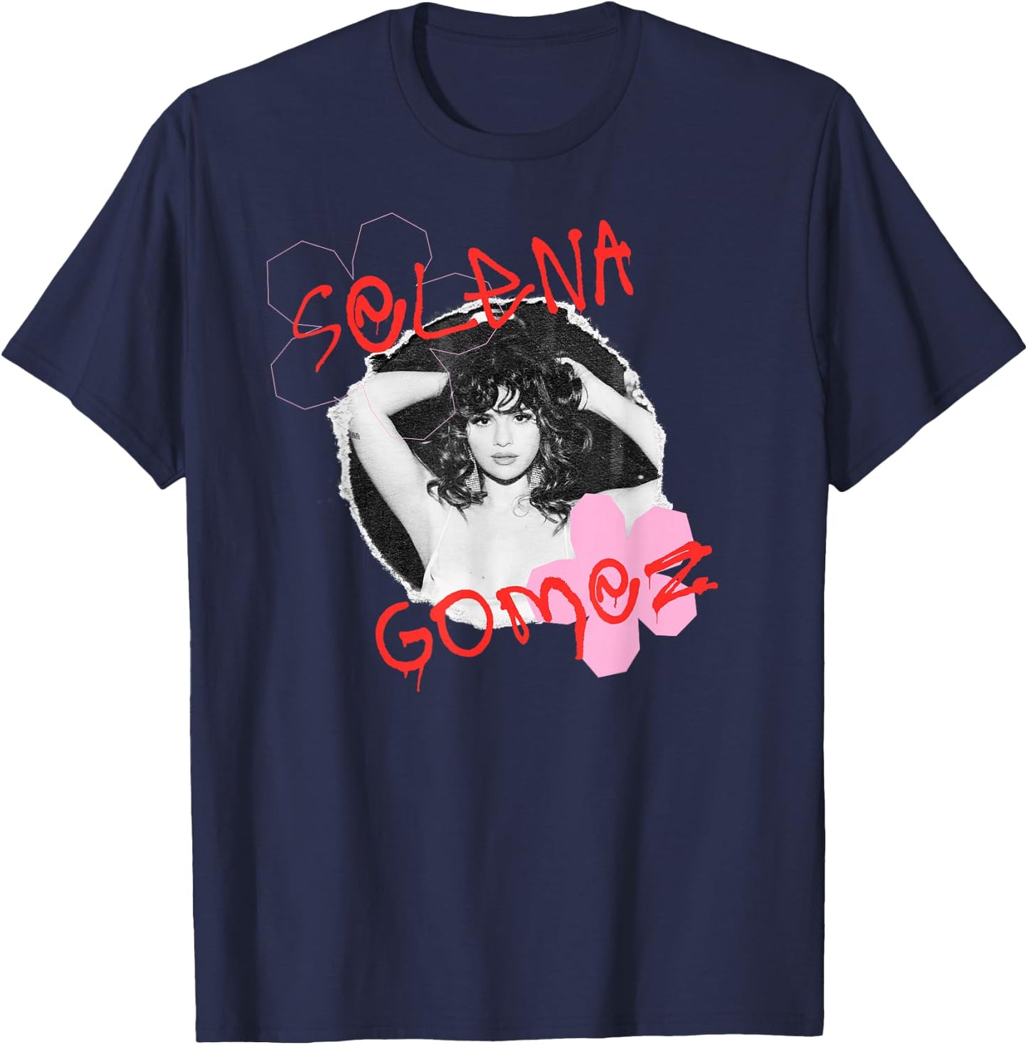 Official Selena Gomez Flower Photo T-Shirt - T-Shirt | Navy