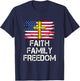 Faith Family Freedom - American Flag and Cross - Distressed T-Shirt - T-Shirt | Navy