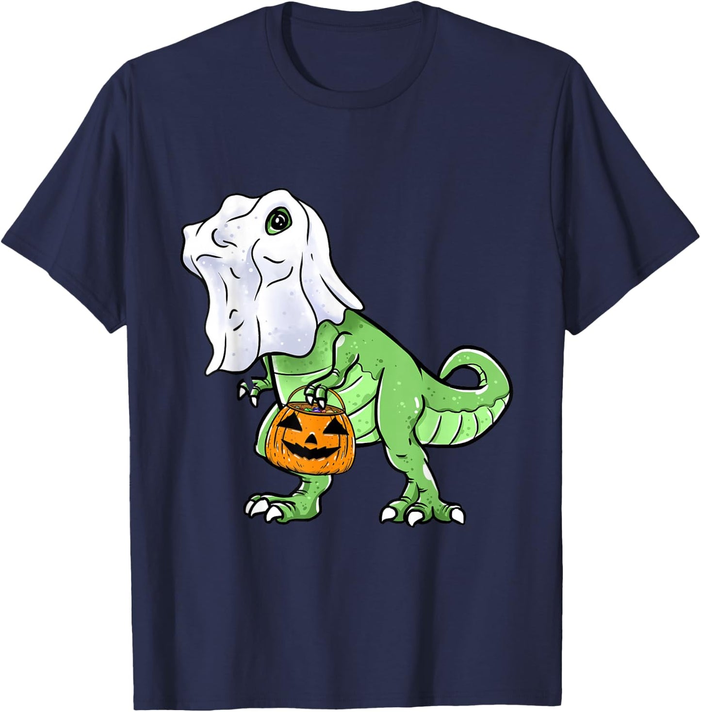 Halloween T Rex Dinosaur Ghost Trick or Treat for Kids Boys T-Shirt - T-Shirt | Navy