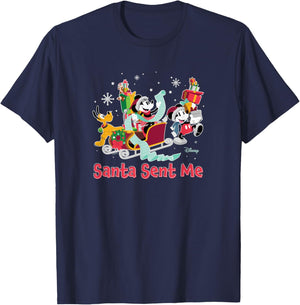 Disney - Mickey Minnie Pluto Santa Sent Me T-Shirt - T-Shirt | Navy