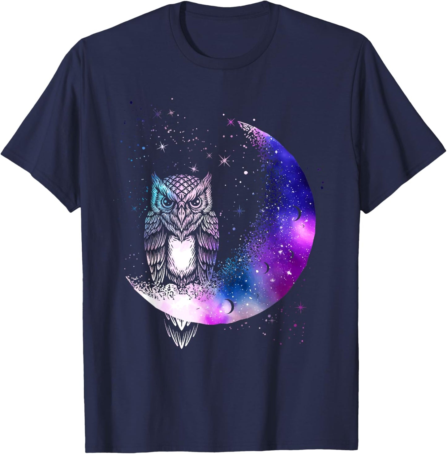 Owl Moon Galaxy Bird Crescent T-Shirt - T-Shirt | Navy