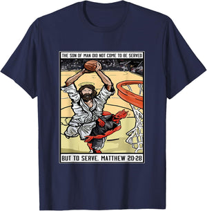 Funny Jesus Christian Playing Basketball Gift Boy T-Shirt - T-Shirt | Navy