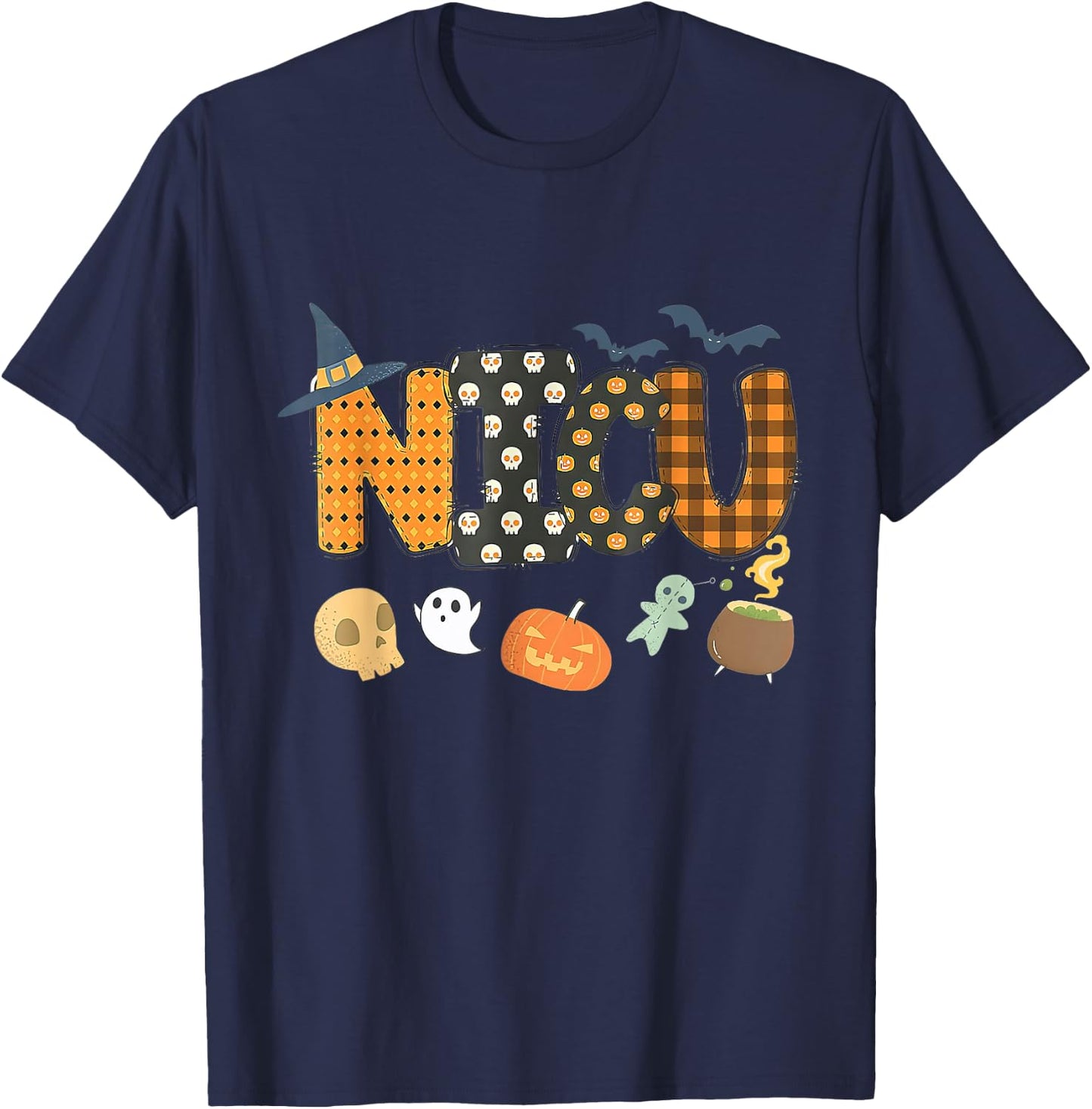 Halloween NICU crew nurse NICU Nurse staff group Neonat T-Shirt - T-Shirt | Navy